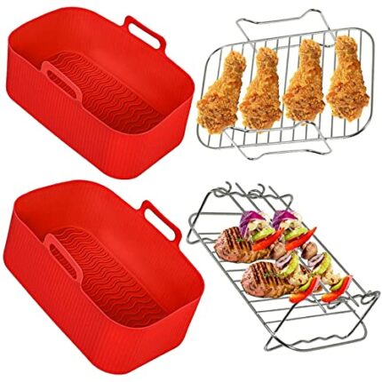 SPARES2GO Drawer Liner Baskets Racks Compatible with Instant Vortex Plus Air Fryer Liner Pot Shelf Set