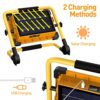 100W Solar 120 LED Rechargeable Work Light, Portable Floodlight 4 Modes Jobsite Construction Lights with Stand, 14000mAH Power Bank Waterproof Sp