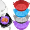 ZHONYEE 2 Pack Round Air Fryer Silicone Liners, Reusable Heat-Resistant and Food Safe Air Fryer Accessories, Easy Cleaning, Top 7.8 Inch Bottom 6