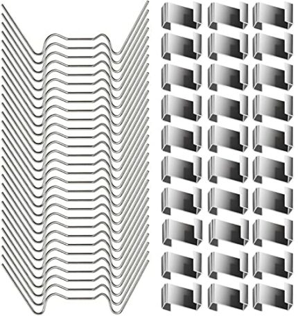 60 Pcs Greenhouse Clips for Glass - Stainless Steel Greenhouse Window Clips Glass Pane Fixings Clips - 30 Pcs Greenhouse Glazing W Wire Clips, 30