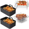 2PCS Silicone Air Fryer Liners for Ninjas Dual Air Fryer, Double Silicone Pot for Ninja Dual Air Fryer Reusable Silicone Air Fryer Liner Air Frye