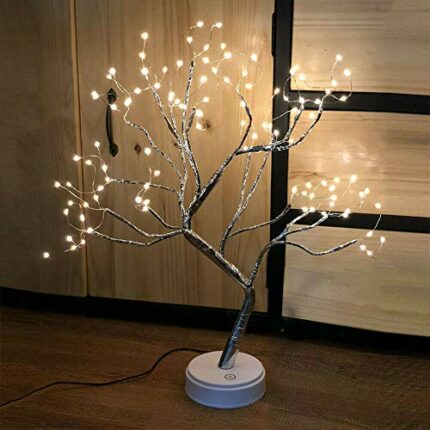 Tree Lamp Lighted Birch Tree 108 LED Twig Tree with Lights up 20 Inches Tree Pre Lit Birch Tree USB & Battery Operated Upgraded Touch Switch Copp