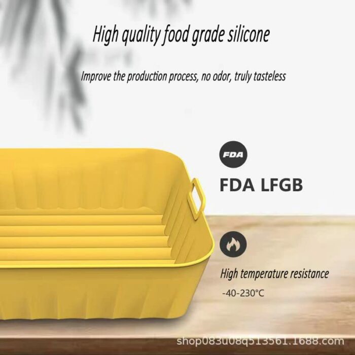 Large 8.2 Inch 2 Pack Air Fryer Silicone Liners Pot Square, Basket Air Fryer Silicone Baking Tray Bowl Filter, Apply to 3.8-6.5 QT Airfryer, Reus