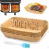 VIKKI Air Fryer Liners, 100pcs Disposable Ninja Dual Parchment Paper Liners Non-Stick Baking Paper Multipurpose Oil-Proof 8.7in Large Liners for