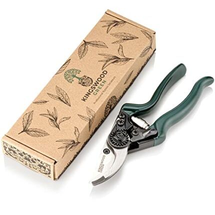 Kingswood Green Professional Bypass Secateurs in Gift Box – SK5 Japanese Carbon Steel Blades for Gardening Pruning, Shearing or Cutting