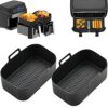 Upgrade Silicone Air Fryer Liners, FEEZOM Larger Airfryer Liners for Ninja Dual Air Fryer Accessories, Reusable Air Fryer Silicone Liner Air Frye