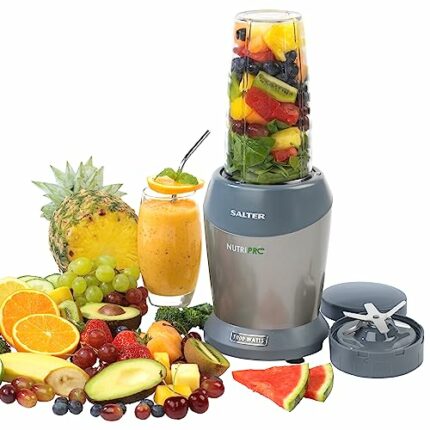 Salter EK2002V5SILVER NutriPro Blender - 1L BPA Free Blending Cup, Stainless Steel Blade, Chop & Crush, One Touch Operation, 1000W, Healthy Soup