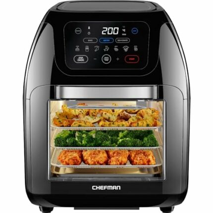 CHEFMAN Multifunctional Digital Air Fryer+ Rotisserie, Dehydrator, Convection Oven, 17 Touch Screen Presets Fry, Roast, Dehydrate, Bake, XL 10L F