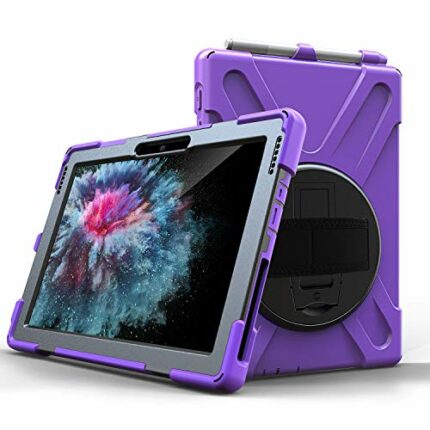 JZ 360 Degrees Kickstand Case Cover Compatible with Microsoft Surface Go 10.0 inch Stand Case with Wrist Strap,Shoulder Strap and Pencil Holder -