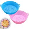 ZHONYEE 2 Pack Round Air Fryer Silicone Liners, Reusable Heat-Resistant and Food Safe Air Fryer Accessories, Easy Cleaning, Top 7.8 Inch Bottom 6