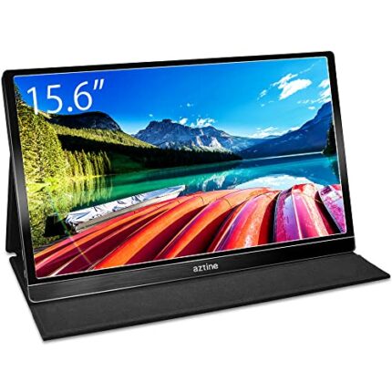 Aztine 15.6 inch Portable Gaming Monitor 1920×1080 FHD IPS Second Extended Screen with HDMI & Dual USB Type-C for Laptop, MacBook Pro, XBOX, PS3/