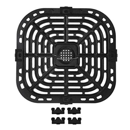 Gugxiom Air Fryer Replacement Grill Pan, 304 Stainless Steel Air Fryer Replacement Crisper Plate, 24x23cm/9.4x9in, Air Fryer Accessories, Dishwas