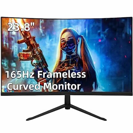 HTNZIR Curved 23.8 Inch 165Hz 144Hz Gaming Monitor, AMD FreeSync Premium Compatible, 2ms, VA, 1800R, LED Screen Frameless FHD 1080p PC Display, H