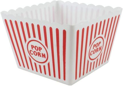 Redship - Large Popcorn Bowl/Tub Bucket | Treat Box for Movie Night - Thick Reusable Plastic Container | Snack Box- Retro Style