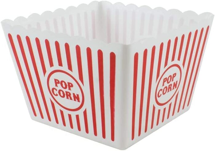 Redship - Large Popcorn Bowl/Tub Bucket | Treat Box for Movie Night - Thick Reusable Plastic Container | Snack Box- Retro Style