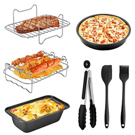 Newthinking Air Fryer Accessories Set for Double Air Fryer 7.6L-9.5L, 7PCS Stainless Steel Multipurpose Double Air Fryer Accessories for Ninja AF