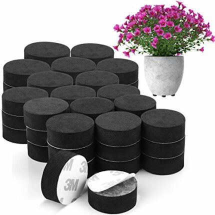 BELLE VOUS 50 Pack Invisible Plant Pot Feet - Invisible Black Flower Pot Risers - Non-Slip with Strong Self Adhesive Pads for Medium and Large Si