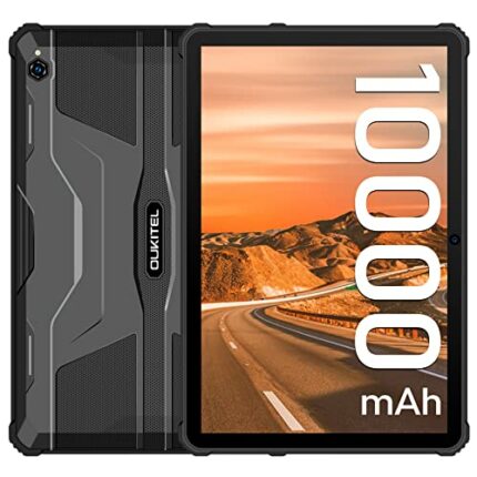 OUKITEL 10000mAh Rugged Tablet RT1,10.1 Inch FHD Android 11 Dual Sim 4G Sim Free Unlocked Tab,18W Fast Charge IP68/IP69K 16MP Rear+Front Camera,4