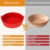 2Pcs Air Fryer Liners Reusable Non-Stick Silicone Air Fryer Pot 7.5 inch Heat Resistant Round Silicone Baking Pan Air Fryer Basket Cake Mould Bow