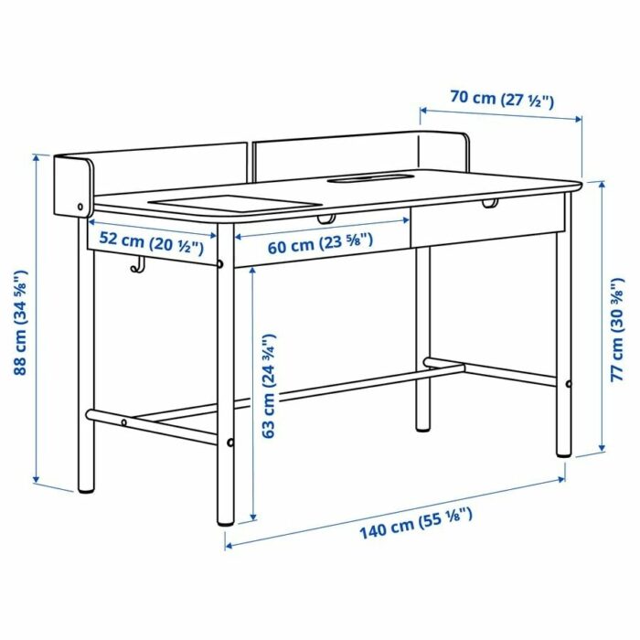 RIDSPÖ/BJÖRKBERGET Desk and chair, oak beige, durable and easy to care for. Desks for home. Desks & computer desks. Tables & desks. Furniture.