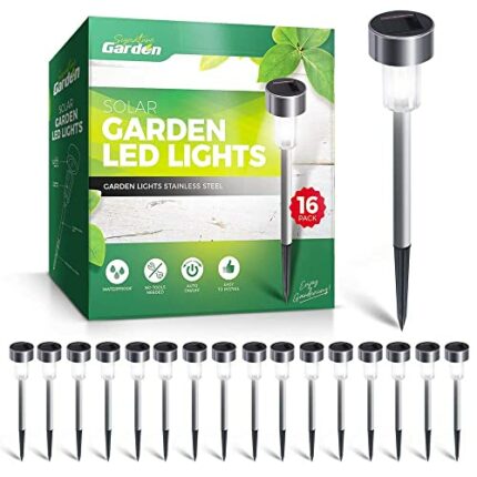 Signature Garden Mini Solar Stake Lights, Outdoor LED Garden Lights - Battery Lasts 10 Hours, Rust, Scratch & All-Weather Resistant, No Wire Inst