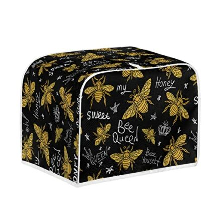 Kuiaobaty Bees Queen Print Kitchen Toaster Dust Cover for 2/4 Slice Toaster,Dust Protection,Stain Resistant Bread Toaster Machine Cover