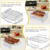 2 Pack Air Fryer Rack, Double Layer Rack Air Fryer Accessories with 4 Barbecue Skewers and Brush, Stainless Steel Grilling Rack Fit for Ninja Dua