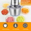 2L Electric Mini Food Chopper Food Processor Meat Grinder,4 Bi-Level Blades,500 W Stainless Steel Bowl Kitchen Mincer Blender for Meat, Vegetable