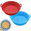 ZHONYEE 2 Pack Round Air Fryer Silicone Liners, Reusable Heat-Resistant and Food Safe Air Fryer Accessories, Easy Cleaning, Top 7.8 Inch Bottom 6