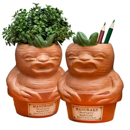 Paladone Root Ceramic Planter Holder | Officially Licensed Wizarding World Merchandise and Desk Decor, Harry Potter Mandrake Plant Pot and Pen Cu