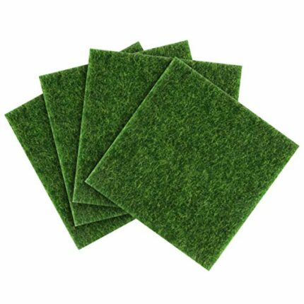 Sewroro 4pcs Fairy Artificial Grass Garden Craft Grass Fake Grass Fairy Grass Lawn Miniature Ornament Garden Dollhouse DIY Simulation Grass 15x15