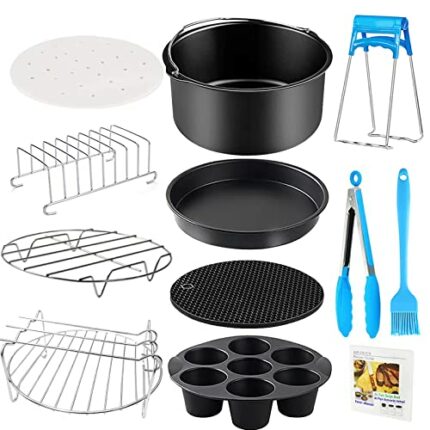 YINGRACE Air Fryer Accessories 7 Inch, 12PCS General Air Fryers Accessory Set Compatiable for Salter 3.2L, Cosori 3.5L, Tower 4.3L, Ninja 3.8L De