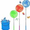3Pcs Fishing Nets for Kids,Kids Telescopic Butterfly Nets Fishing Nets,fishing Nets for Ponds,3 Colours Fishing Net for Kids Catching Insects Bug