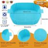 2Pcs Silicone Air Fryer Liner 6.5inch Reusable Air Fryer Silicone Basket Heat Resistant Non-Stick Air fryers Silicone Pot Square Replacement of P