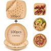 ZJZ Air Fryer Liners 200Pcs, Air Fryer Disposable Paper Liner, Water-Proof and Oil-Proof Baking Parchment Round Bowl and Square(6.3"&7.1")