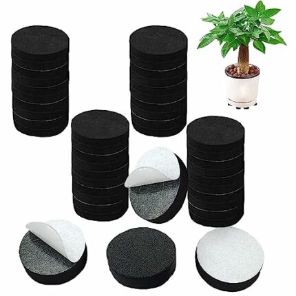 40Pcs Plant Pot Feet,Pot Feet for Outdoor Plant Pots,Non-Slip with Strong Self Adhesive Pads Round Black Flower Pot Feet Risers for Indoor and Ou