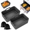 2PCS Silicone Air Fryer Liner for Ninjas Dual 19.5cm Basket Pot Reusable Non-Stick Waterproof Airfryer Baking Mould Food Grade Tray
