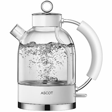 ASCOT Electric Kettle, Glass Electric Tea Kettle, Gift for Man/Women/Family, 1.6L Glass Tea Heater & Hot Water Boiler, BPA-Free, Auto Shut-Off an