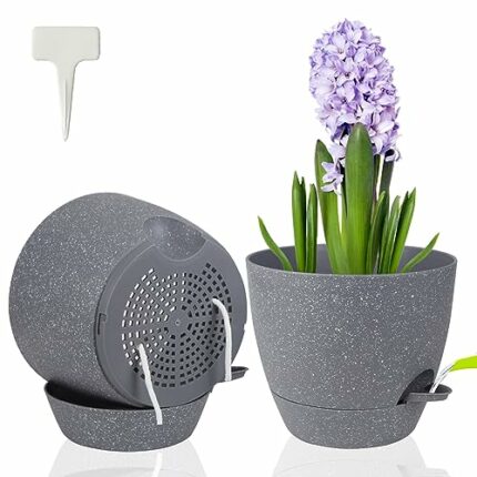 STURME 15CM Plant Pots Indoor 3 Pack, Self Watering Plant Pots with Drainage Holes,Saucers and Reservoir,Suitable for flowers, plants Indoor mode
