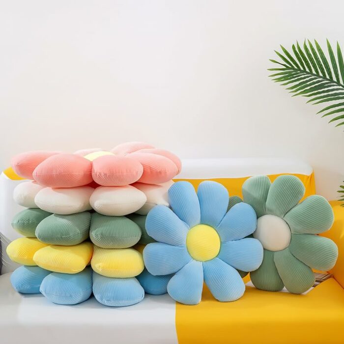 Small daisy flower shaped cushion office computer chair cushion sunflower tatami seat cushion petal pillow (blue,70 * 70cm)