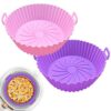 ZHONYEE 2 Pack Round Air Fryer Silicone Liners, Reusable Heat-Resistant and Food Safe Air Fryer Accessories, Easy Cleaning, Top 7.8 Inch Bottom 6