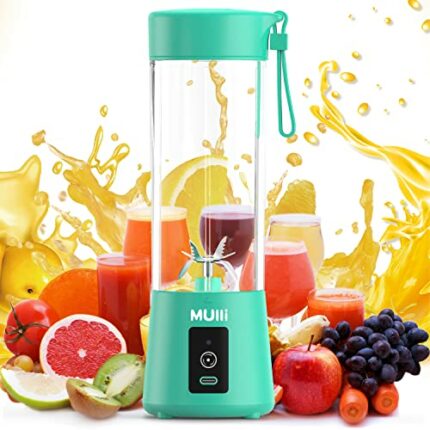Mulli Portable Blender,2022 Launch 15Oz Mini Blender for Fruit Smoothies and Shakes ,USB Juicer for Baby Food,Gym,Travel and More, Blue