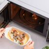 27.5 cm Microwave Glass Plate, Microwave Glass Turntable Plate Replacement with Heat Resistant Glove for Large Microwaves