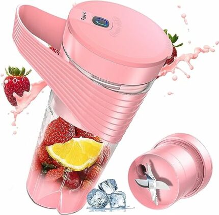 Portable Blender-USB Charging Blender Cup-Blender for Shakes and Smoothies,Orange,Lemon,Grapefruit-Ideal for Traveling,Gym,Office(Pink)