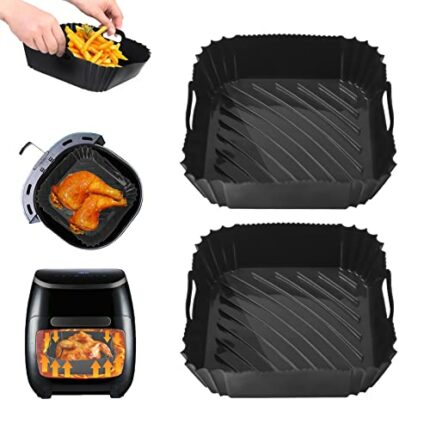 Silicone Air Fryer Liner, Air Fryer Accessories 8 Inch Square Air Fryer Liners, Air Fryer Silicone Liner Reusable Air Fryer Basket/Tray for COSOR