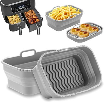 2PCS Silicone Air Fryer Liner for Ninja Dual Air Fryer ,Foldable and Reusable Air Fryer Silicone Pot Ninja Air Fryer Accessories, Heat Resistant