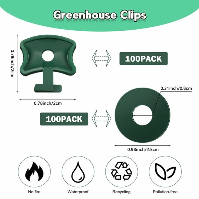 200 Pcs Greenhouse Twist Clips,Plastic Greenhouse Fixing Clips and Washers Greenhouse Accessories Extender Corner Clips for Aluminium Greenhouse