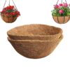YUNSTK 2 Pcs Hanging Basket Liners 12 inch, Round Planter Liner Coco Fiber Replacement Liner, Natural Coconut Fibres Trough Liners for Hanging Ba