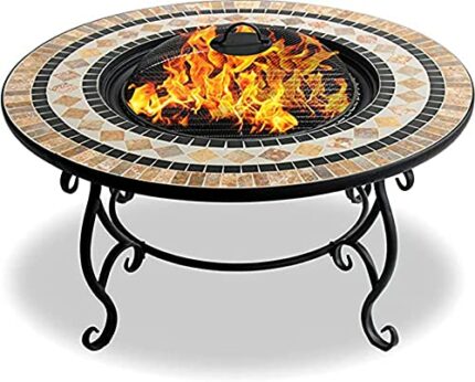 NaoSIn-Ni Tdoor Fire Pit, Garden Heater/Fire Pit/Coffee Table/Barbecue/Ice Bucket - Marble Finish