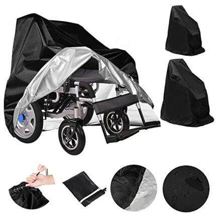 Wheel Chair Cover,Mobility Scooter Storage Protection Waterproof Electric Wheel Chair Protective Covers Outdoor with Bottom Elastic Rope(115x75x1